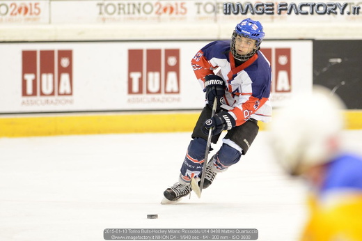 2015-01-10 Torino Bulls-Hockey Milano Rossoblu U14 0488 Matteo Quartuccio